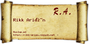 Rikk Arián névjegykártya